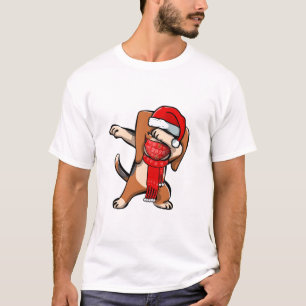 Dabbing Beagle Wears Face Mask Dab Dance Cute Chri T-Shirt