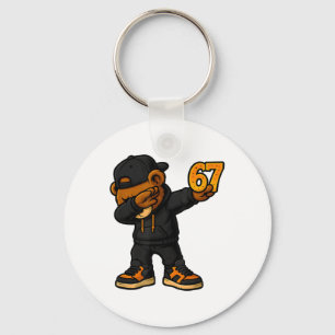 Dabbing Bear 67 Meme Funny Brainrot Hip Hop Kids B Key Ring