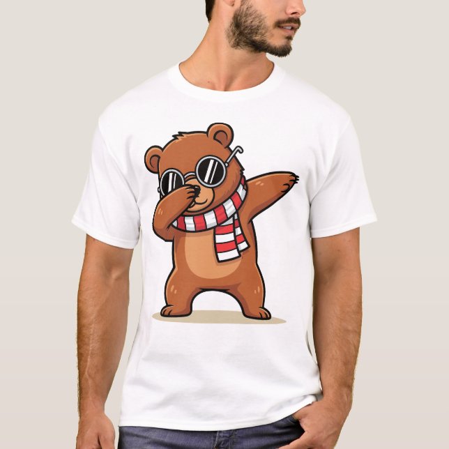 Dabbing Bear Funny Cute Bear Dab Dance T-Shirt (Front)