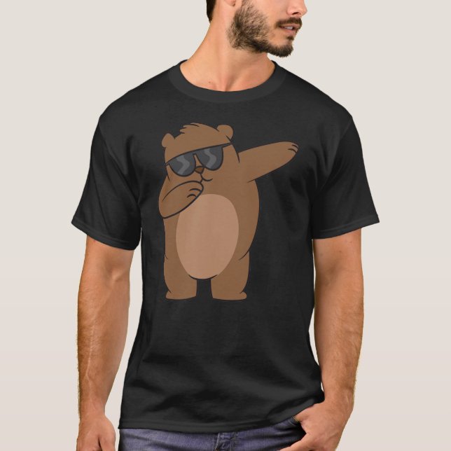 Dabbing Bear With Sunglasses Kids Grizzly Bear T-Shirt (Front)