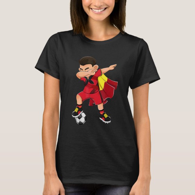 Dabbing Belgium Boy Belgium Football Flag Kids T-Shirt (Front)