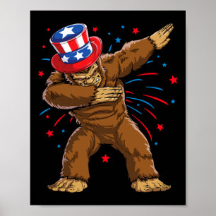 Dabbing Bigfoot 4th Of July Shirts Sasquatch Ameri Poster