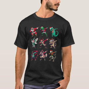 Dabbing Bigfoot Alien Mothman Funny Christmas Cryp T-Shirt