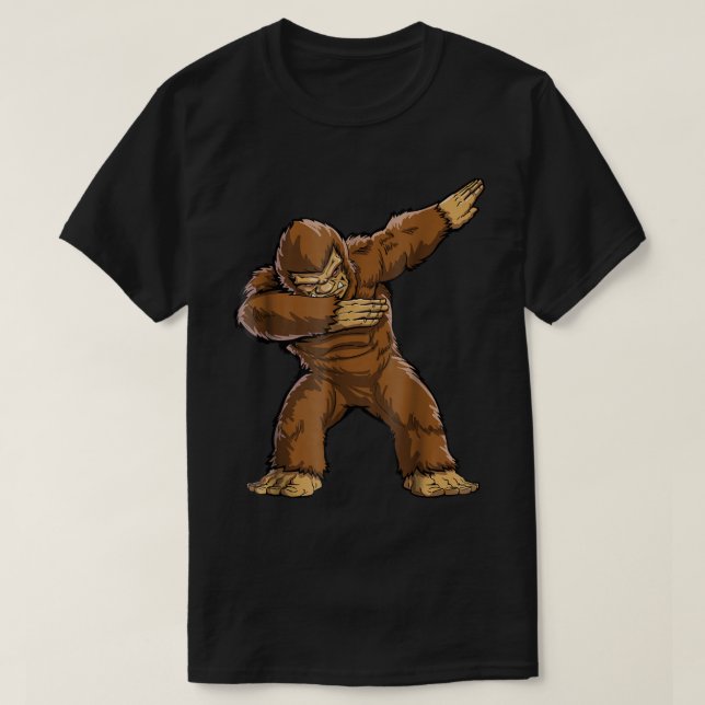 Dabbing Bigfoot Funny Cryptid Art T-Shirt (Design Front)
