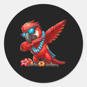 Dabbing Bird Day Parrot Wearing Sungles Tropical L Classic Round Sticker