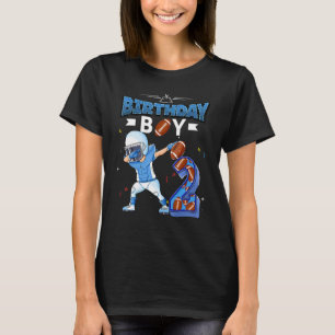 Dabbing Birthday Boy 2 Year Old Football American T-Shirt
