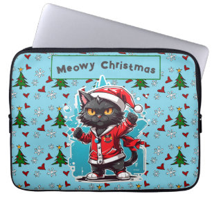 Dabbing Black Cat: Meowy Christmas Festivities Laptop Sleeve