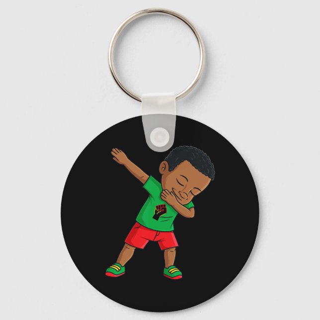 Dabbing Black King Juneteenth Boys Kids Dab  Key Ring (Front)