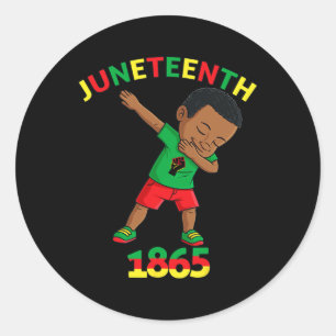 Dabbing Black King Juneteenth Melanin Brown Skin B Classic Round Sticker
