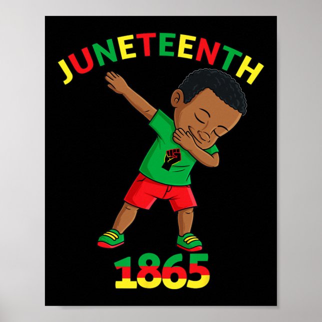 Dabbing Black King Juneteenth Melanin Brown Skin B Poster (Front)