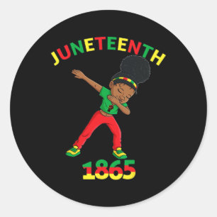 Dabbing Black Princess Juneteenth 1865 Brown Skin  Classic Round Sticker