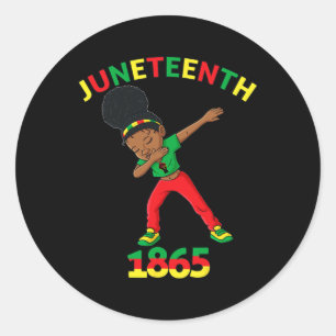 Dabbing Black Princess Juneteenth 1865 Brown Skin  Classic Round Sticker