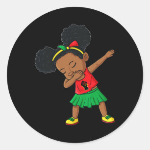 Dabbing Black Princess Juneteenth 1865 Brown Skin Classic Round Sticker