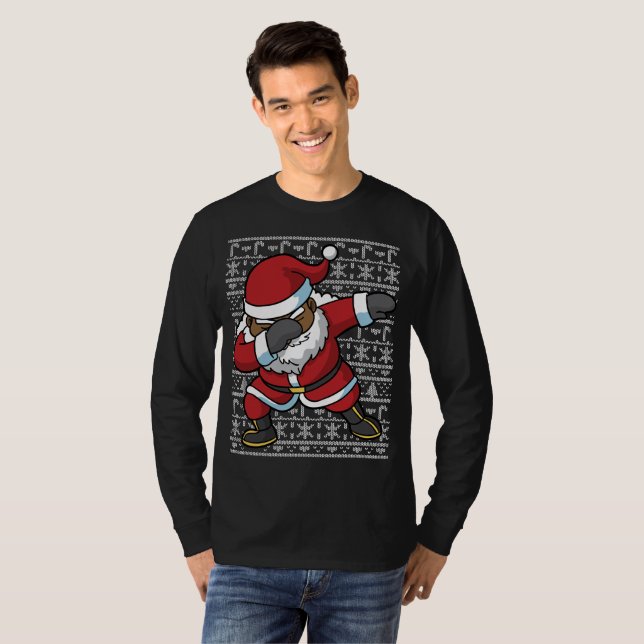 Dabbing Black Santa Dab Ugly Christmas Sweater (Front Full)