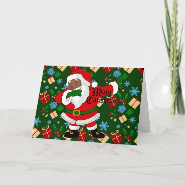 dabbing black santa holiday card (Front)