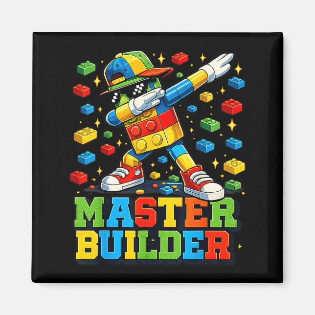 Dabbing Block Brick Building Master Builder for Magnet (Front)