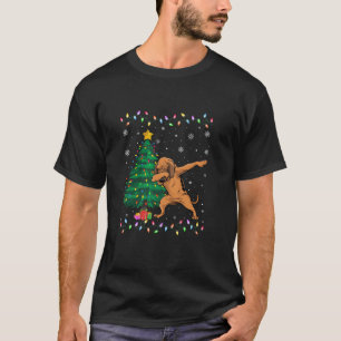 Dabbing Bloodhound Dog Xmas Tree Lights Ugly Chris T-Shirt