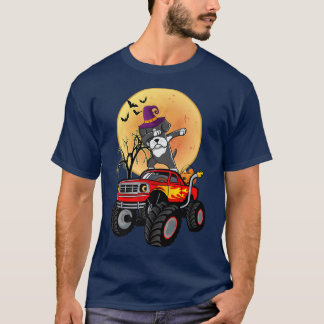 Dabbing Boer Dog Witch Hat On Monster Truck Funny T-Shirt