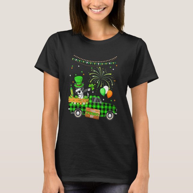 Dabbing Border Collie Dog  Shamrock St Patrick's D T-Shirt (Front)