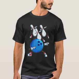 Dabbing Bowling Ball Bowling Pins Motif Bowler Bow T-Shirt