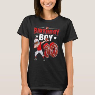 Dabbing Boy 10 Year Old American Football 10th Bir T-Shirt