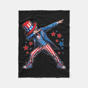 Dabbing Boy 4th Of July American Flag Usa Boys Kid Fleece Blanket
