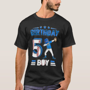 Dabbing Boy 5 Year Old Baseball Player 5th Birthda T-Shirt