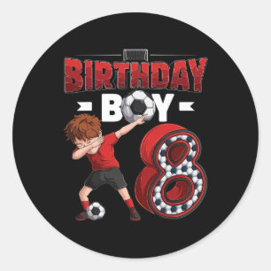 Dabbing Boy 8 Year Old Soccer Player 8th Birthday  Classic Round Sticker