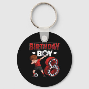 Dabbing Boy 8 Year Old Soccer Player 8th Birthday Key Ring