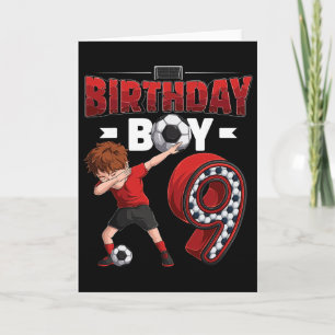 Dabbing Boy 9 Year Old Soccer Player 9th Birthday  Card