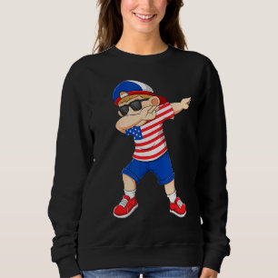 Dabbing Boy American America Flag Kids Dab Dance Sweatshirt