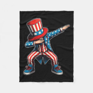 Dabbing Boy American Flag Us Patriotic 4th Of July Fleece Blanket