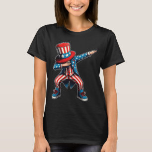 Dabbing Boy American Flag Us Patriotic 4th Of July T-Shirt