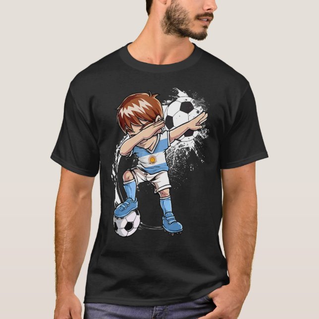 Dabbing Boy Argentina Soccer Team World Soccer T-Shirt (Front)