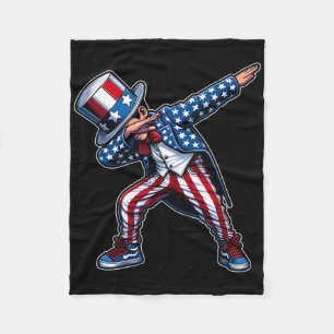 Dabbing Boy Funny 4th Of July Patriotic Design Fleece Blanket