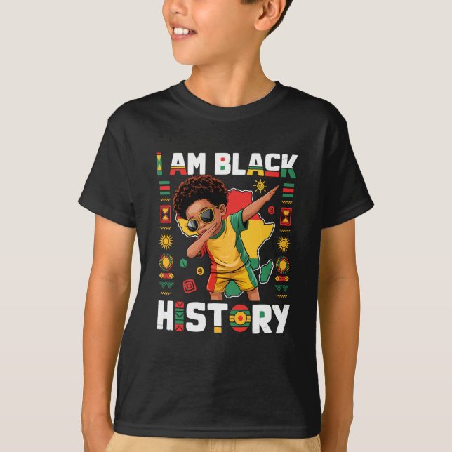 Dabbing Boy I Am Black History Month African Ameri T-Shirt (Front)