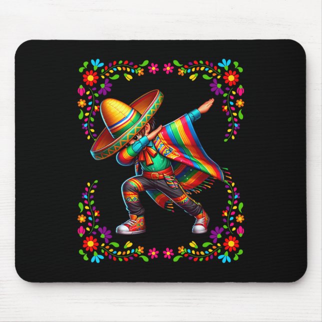 Dabbing Boy In Cinco De Mayo Costume  Mouse Pad (Front)