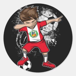 Dabbing Boy Peru Soccer Shirt Jersey Peruvian Foot Classic Round Sticker