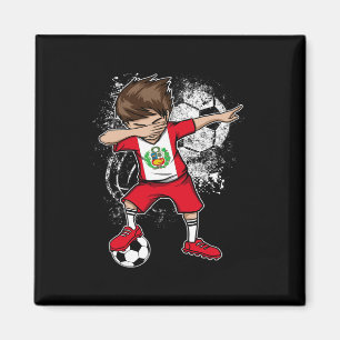 Dabbing Boy Peru Soccer Shirt Jersey Peruvian Foot Magnet