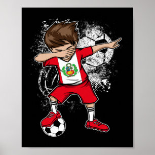 Dabbing Boy Peru Soccer Shirt Jersey Peruvian Foot Poster