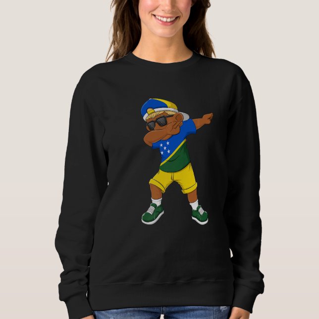 Dabbing Boy Solomon Islands Flag Kids Dab Dance Sweatshirt (Front)