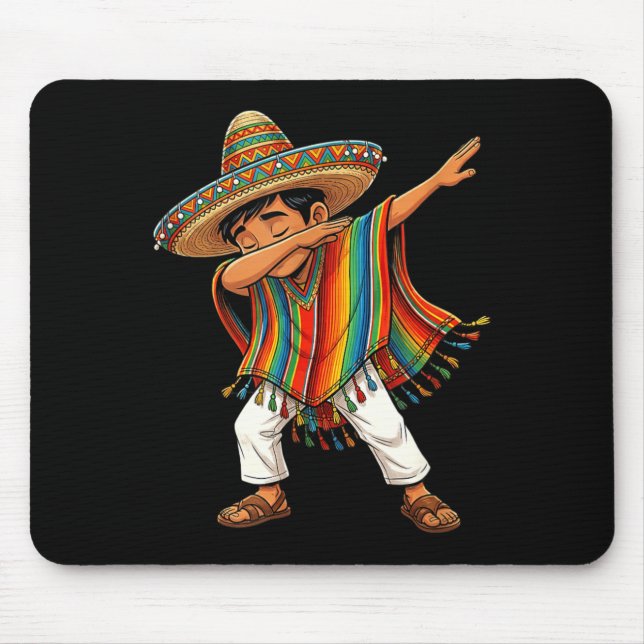 Dabbing Boy Sombrero Serape Cinco de Mayo Fiesta Mouse Pad (Front)