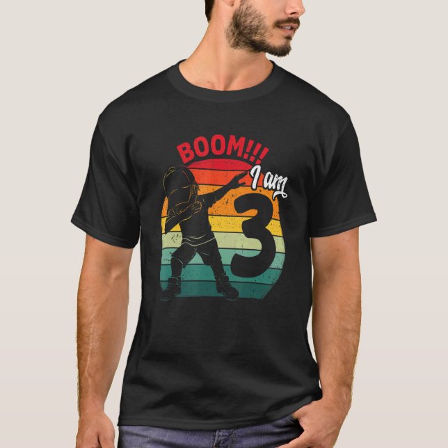 Dabbing Boy Third 3rd Birthday Party 3 Three Years T-Shirt (Front)