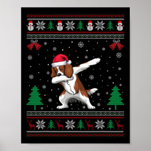 Dabbing Boykin Spaniel Dog Santa Hat Boys Girls Ch Poster