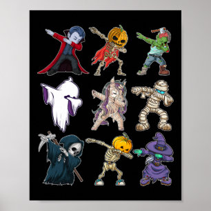 Dabbing Boys Halloween Pumpkin Skeleton Kids Pumpk Poster