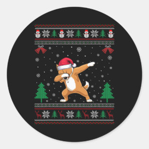 Dabbing Briard Dog Santa Hat Boys Girls Kids Chris Classic Round Sticker