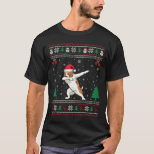 Dabbing Brittany Spaniel Dog Santa Hat Boys Girls T-Shirt