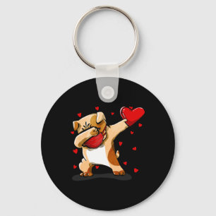 Dabbing Bulldog Face Mask Dab Dance Valentine Gift Key Ring