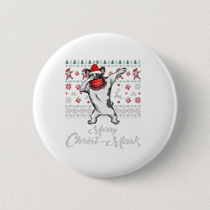 Dabbing Bulldog Face Mask Merry Christ Mask Christ 6 Cm Round Badge