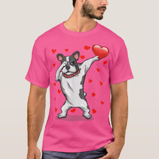Dabbing Bulldog Red Heart Love Valentine's Day Lov T-Shirt
